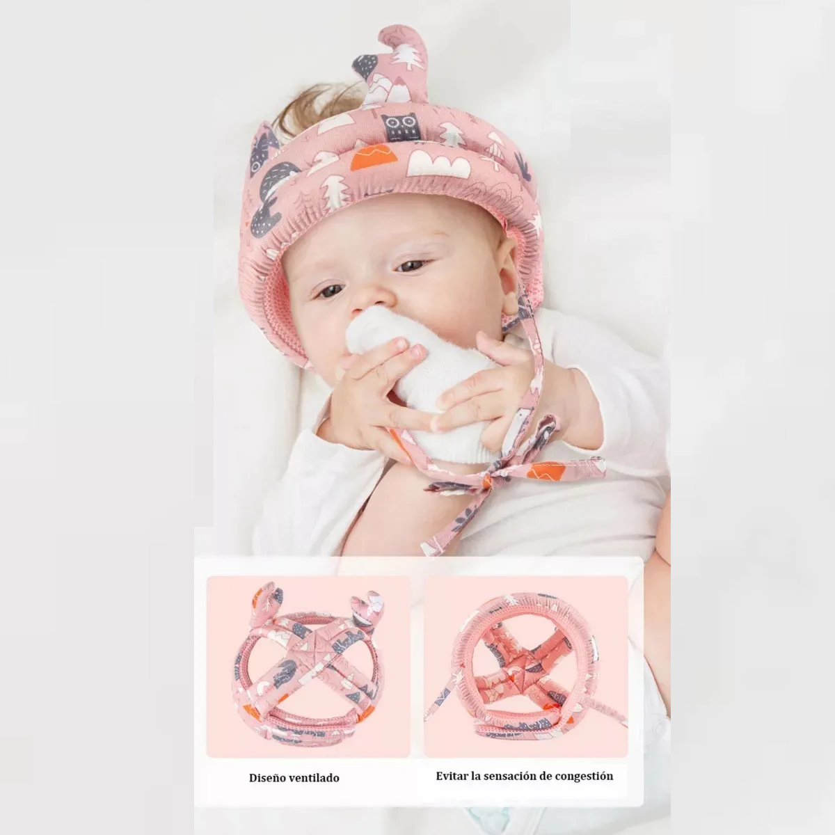 Foto 6 pulgar | Gorro Protección  Belug Caídas Cascos Bebes Rosa Claro