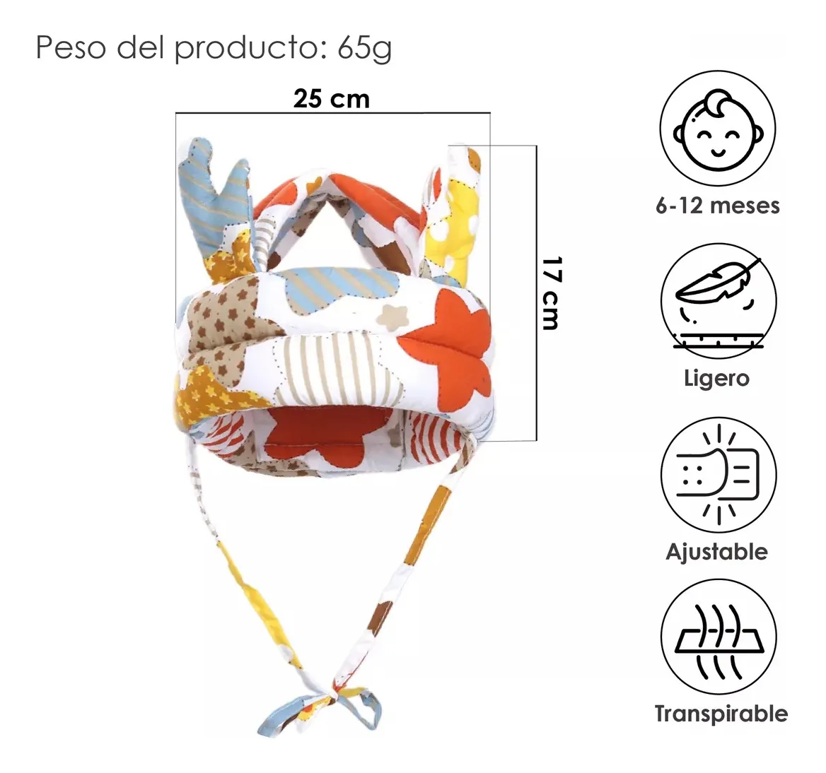 Foto 3 pulgar | Gorro Protección  Belug Caídas Cascos Bebes Colorido