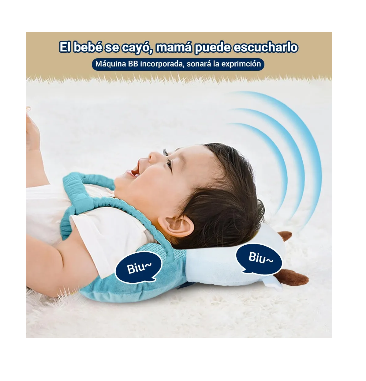 Foto 4 | Casco Para Bebe Antigolpes Gorro Protector Cabeza Acolchada  Ciervo Azul