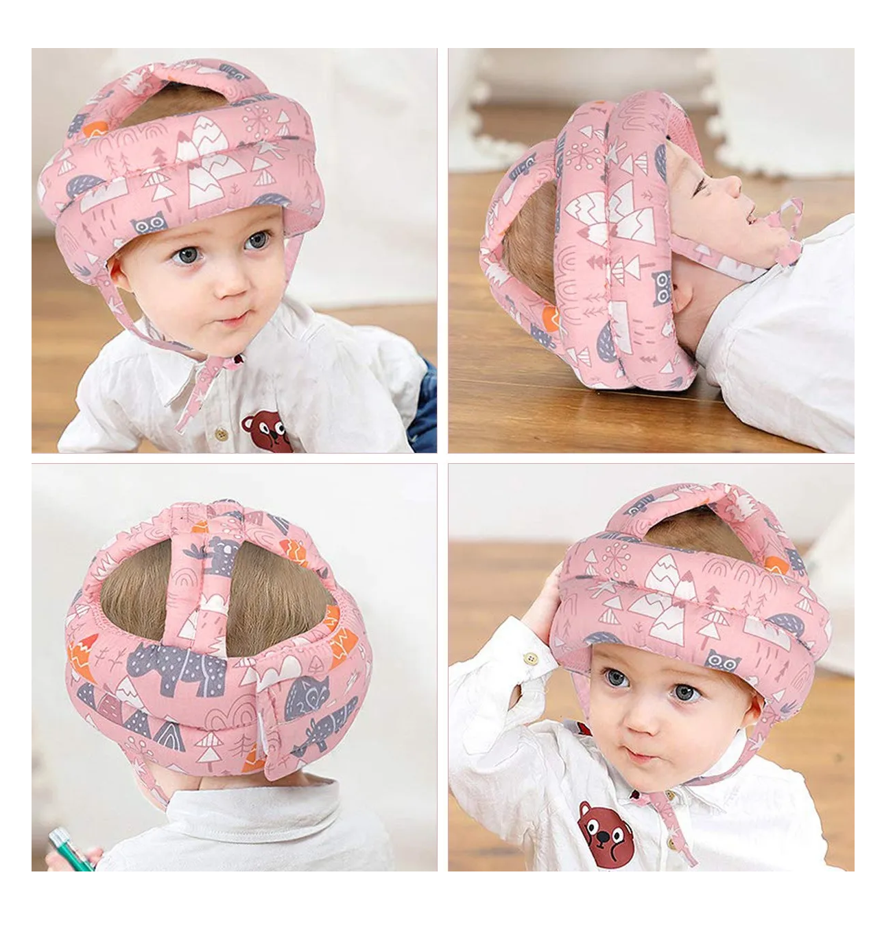 Foto 6 pulgar | Cascos Para Bebes Antigolpes Seguridad Bebes + Rodilleras + Calcetines Rosa