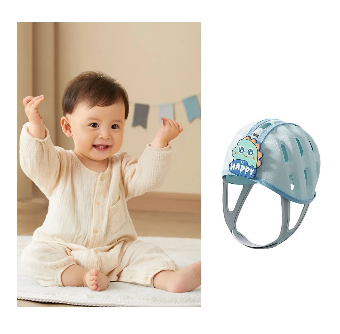 Foto 5 pulgar | Cascos Para Bebés - Gorro Anticaídas Para Bebés Azul