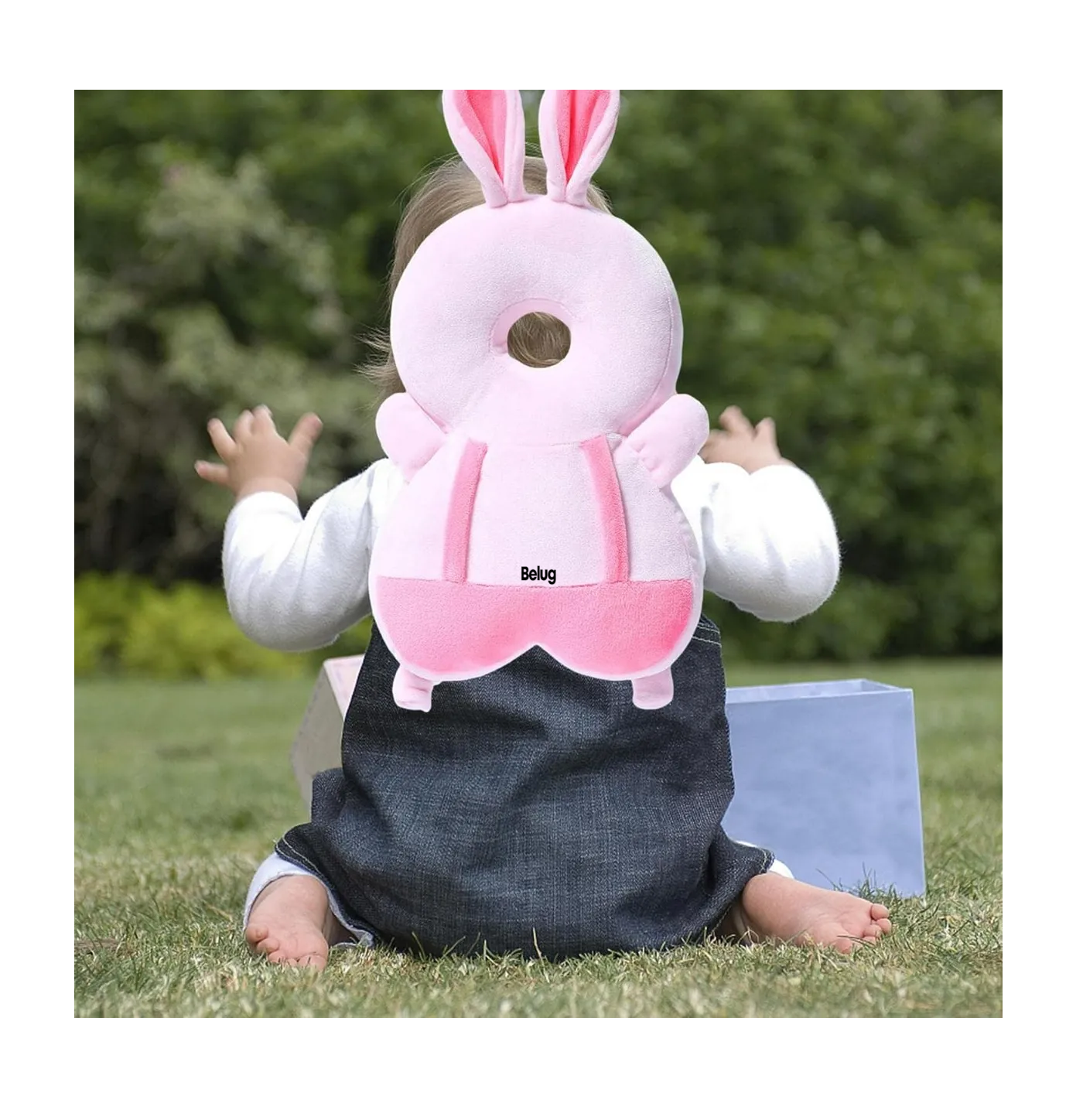Foto 4 pulgar | Casco Para Bebe Almohada Antigolpes Protector Cabeza Conejo Rosa
