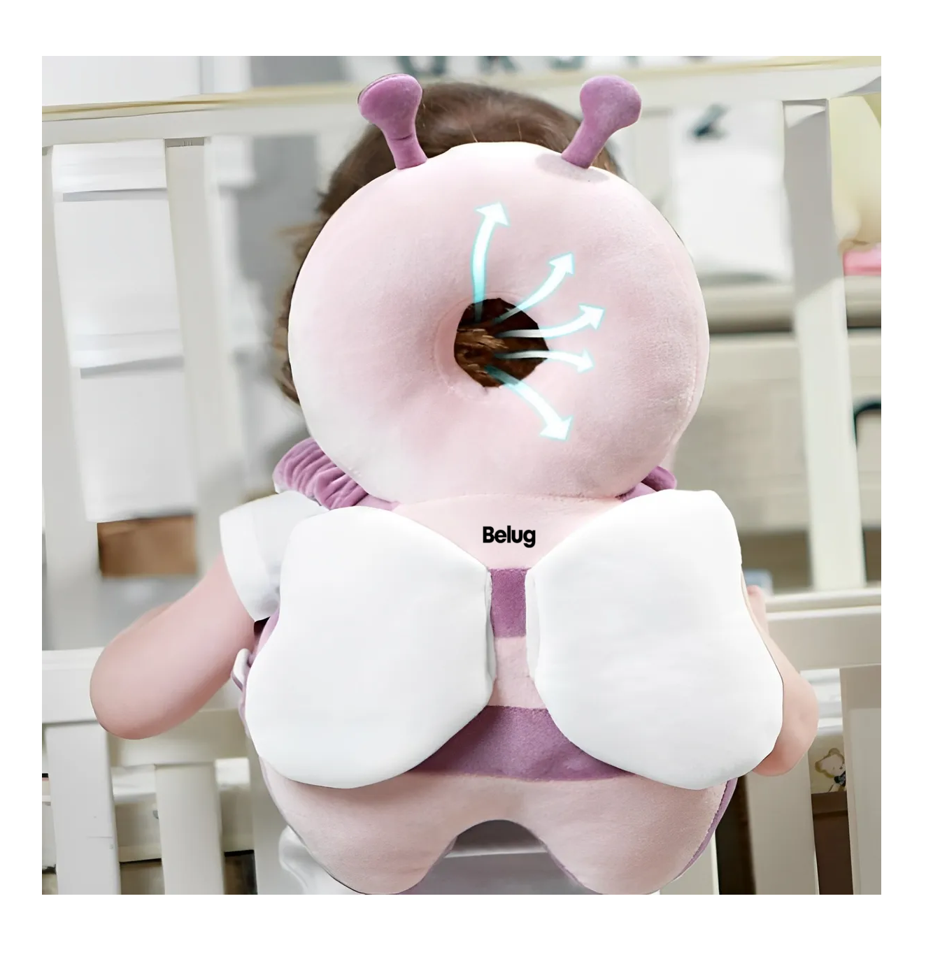 Foto 3 pulgar | Casco Para Bebe Antigolpes Gorro Protector Cabeza Acolchada  Mariposa Rosa