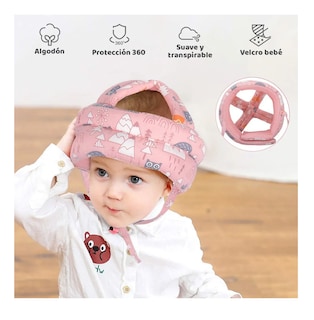 Foto 2 | Cascos Para Bebes Antigolpes Seguridad Bebes + Rodilleras + Calcetines Rosa