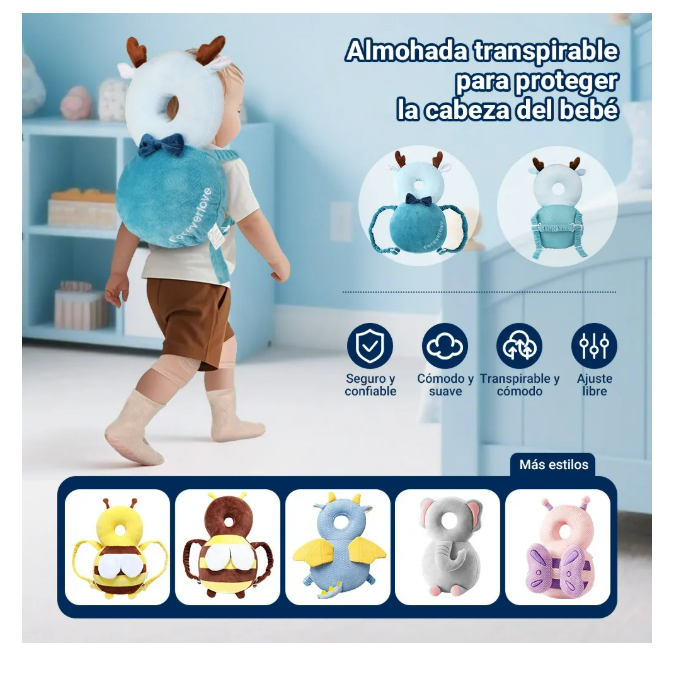 Foto 2 | Casco Para Bebe Antigolpes Gorro Protector Acolchada Cabeza