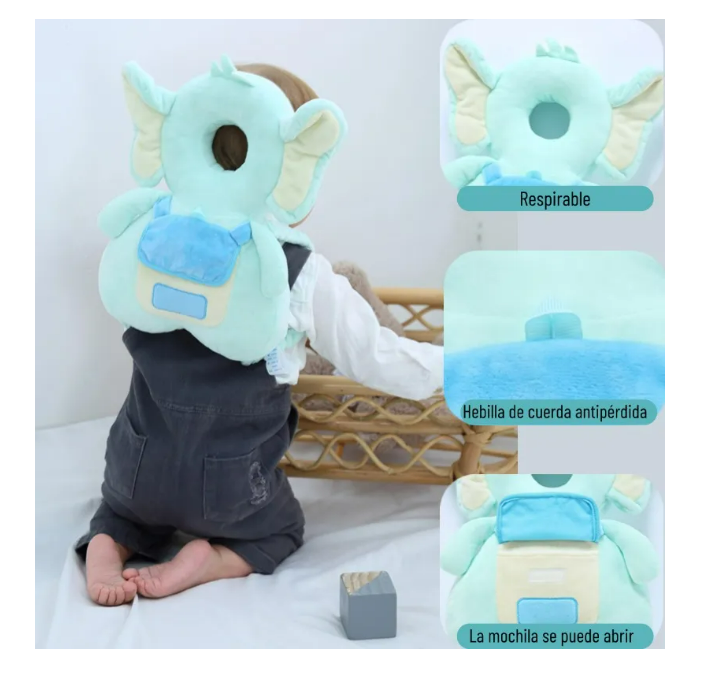 Foto 5 pulgar | Casco Para Bebe Antigolpes Gorro Protector Cabeza Acolchada