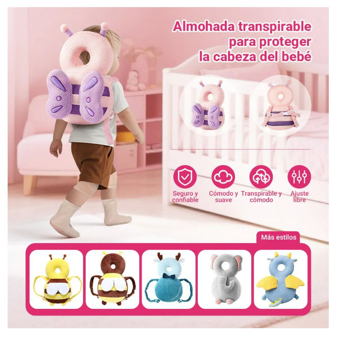 Foto 2 | Casco Para Bebe Antigolpes Gorro Protector Acolchada Cabeza