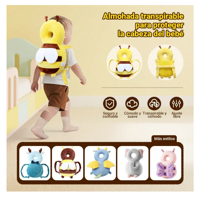 Foto 2 | Casco Para Bebe Antigolpes Gorro Protector Acolchada Cabeza