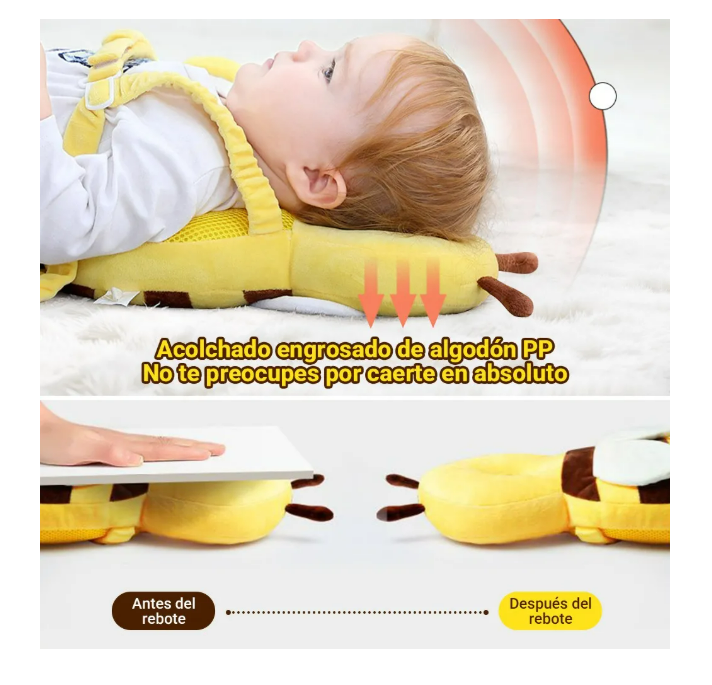 Foto 3 | Casco Para Bebe Antigolpes Gorro Protector Acolchada Cabeza