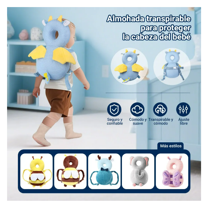 Foto 3 pulgar | Casco Para Bebe Antigolpes Gorro Protector Acolchada Cabeza