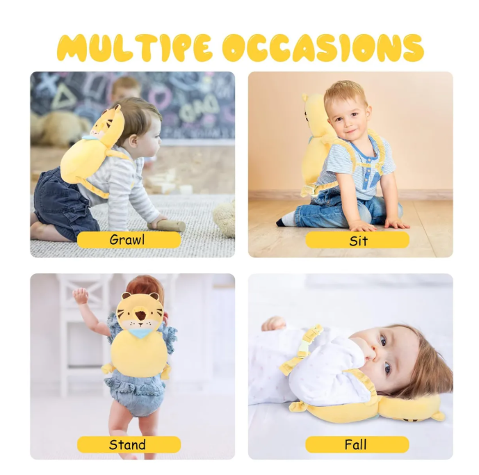 Foto 4 pulgar | Casco Para Bebe Antigolpes Gorro Protector Cabeza Acolchada Amarillo Peluche Tigre