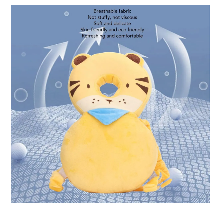 Foto 6 pulgar | Casco Para Bebe Antigolpes Gorro Protector Cabeza Acolchada Amarillo Peluche Tigre