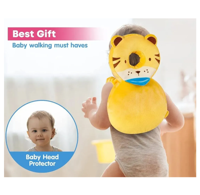 Foto 7 pulgar | Casco Para Bebe Antigolpes Gorro Protector Cabeza Acolchada Amarillo Peluche Tigre