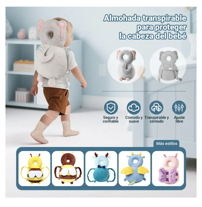 Foto 3 pulgar | Casco Para Bebe Antigolpes Gorro Protector Acolchada Cabeza