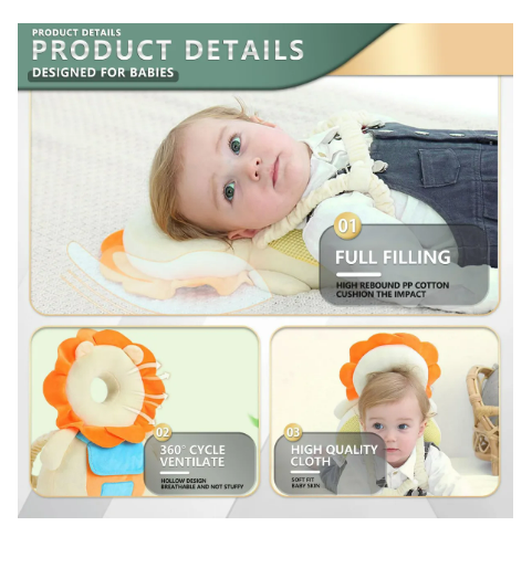 Foto 4 pulgar | Casco Para Bebe Antigolpes Gorro Protector Cabeza Acolchada León
