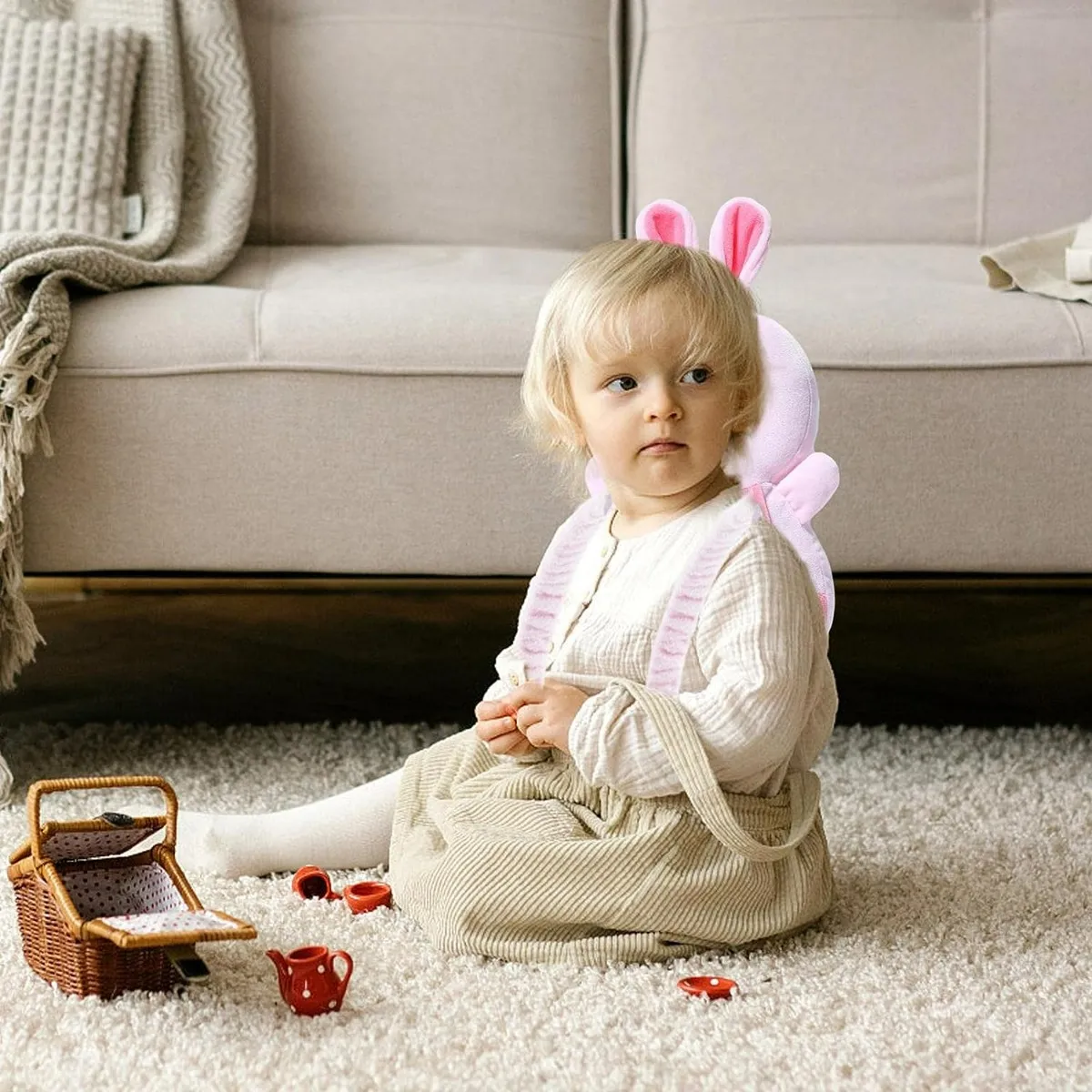 Foto 5 pulgar | Casco Para Bebe Gorro Mochila Protector Cabeza Acolchada Conejo Eo Safe Imports Esi-21262  Rosa