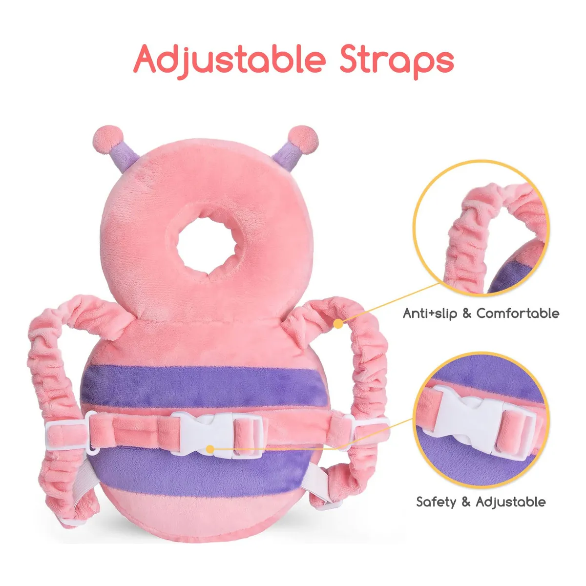 Foto 4 pulgar | Casco Para Bebe Gorro Protector Cabeza Acolchada Mariposa Peluche Eo Safe Imports Esi-21258 Rosa