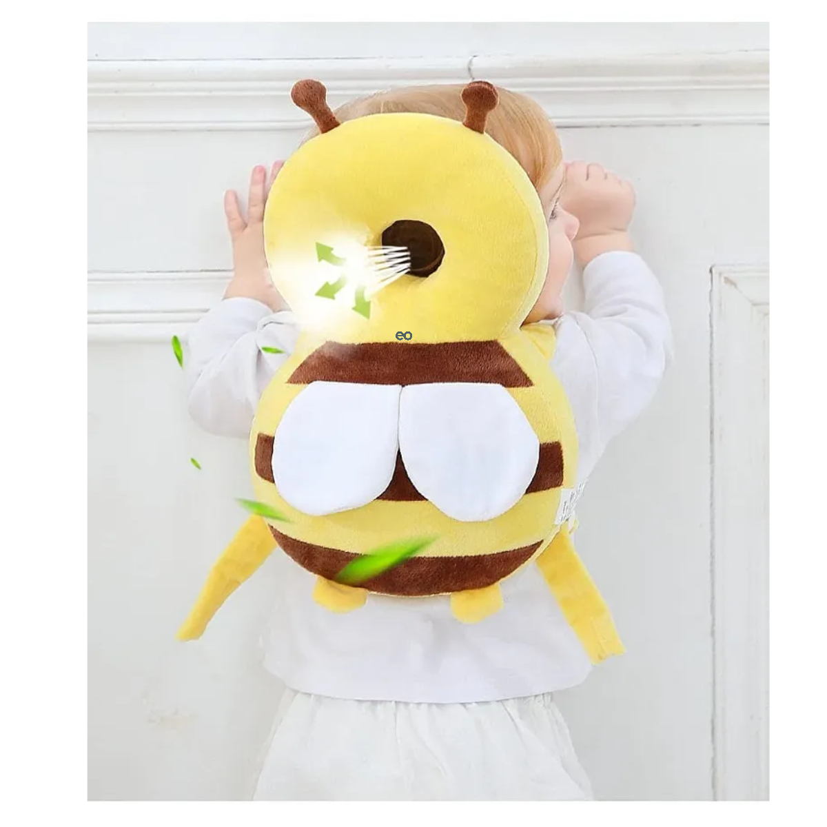 Foto 3 pulgar | Casco Para Bebe Antigolpes Gorro Protector Cabeza Acolchada Abejita Peluche Eo Safe Imports Esi-21255 Amarillo