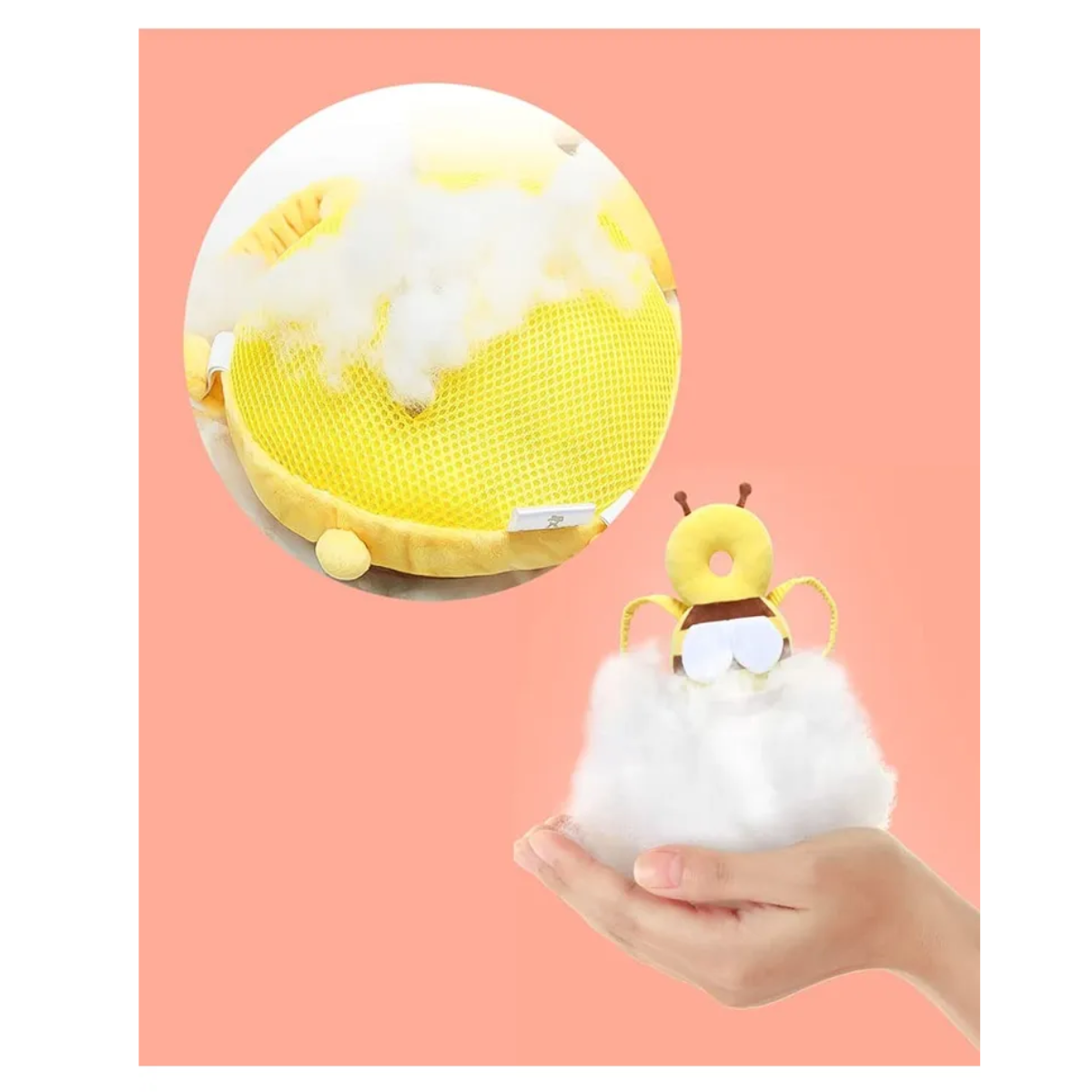 Foto 4 | Casco Para Bebe Antigolpes Gorro Protector Cabeza Acolchada Abejita Peluche Eo Safe Imports Esi-21255 Amarillo