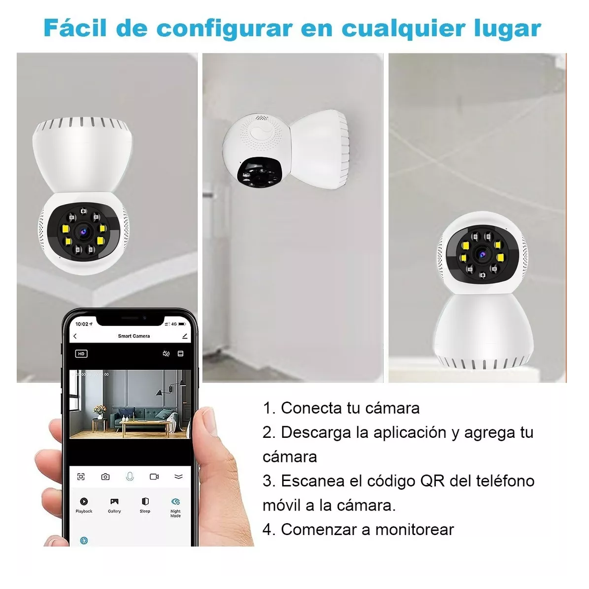 Foto 4 pulgar | Monitor para Bebé Wifi Cámara de Seguridad y Vigilancia Eo Safe Imports Esi-12570 Blanco