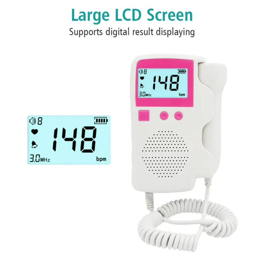 Foto 4 pulgar | Monitor Para Bebé Cheap Medic Doppler Color Blanco/Rosa Detector De Frecuencia Cardíaca Fetal Portátil Recargable