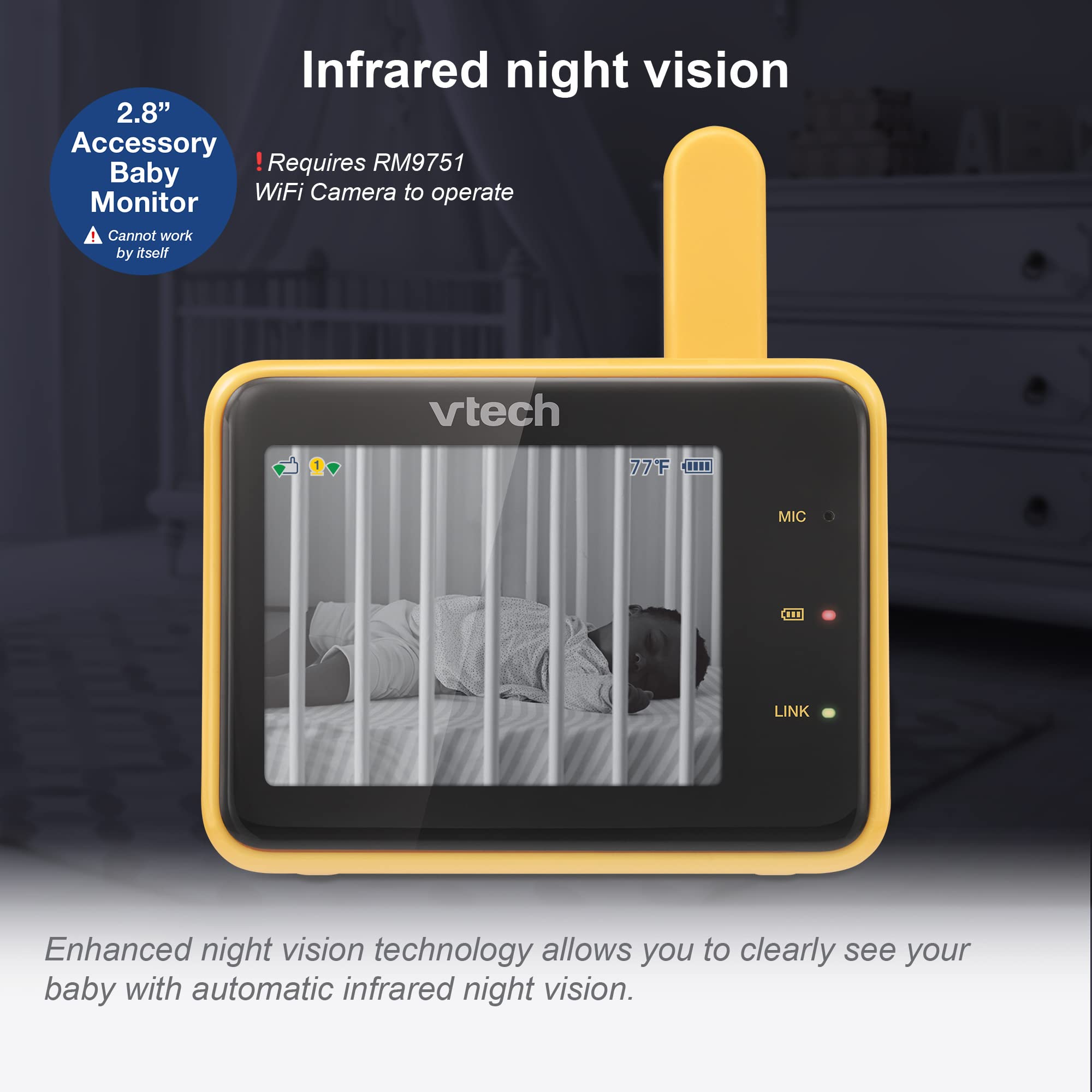 Foto 4 pulgar | Monitor Para Bebés Vtech Rm2701 2.8 Con Cámara Wifi Rm9751 - Venta Internacional.