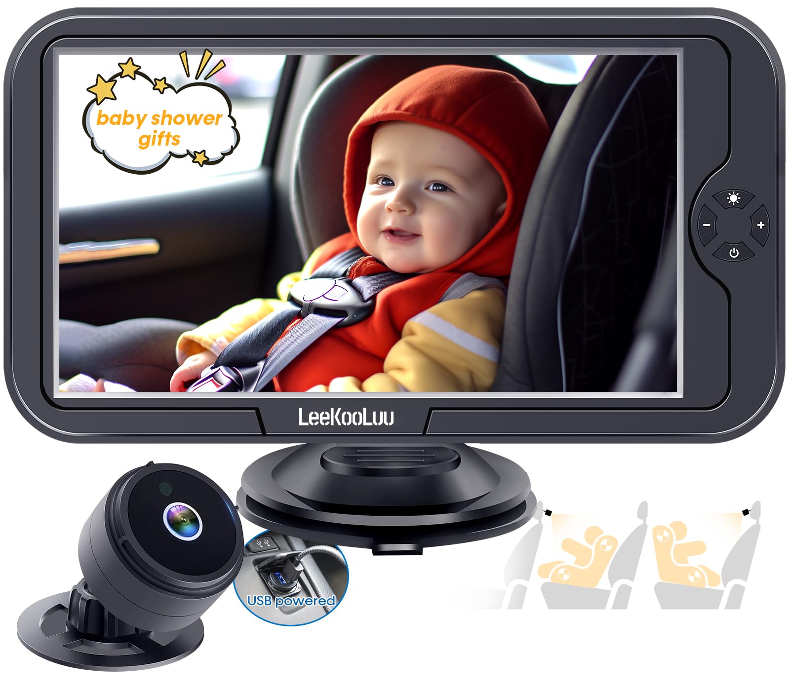Foto 2 pulgar | Cámara De Coche Para Bebé Leekooluu 1080p Hd Con Visión Nocturna 360° Rot. - Venta Internacional.