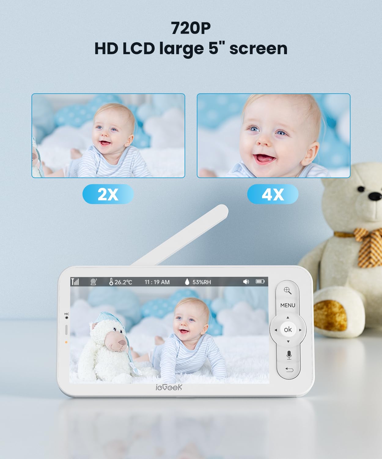 Foto 8 pulgar | Monitores de 5" ieGeek de 2 Piezas para Bebé-Venta Internacional