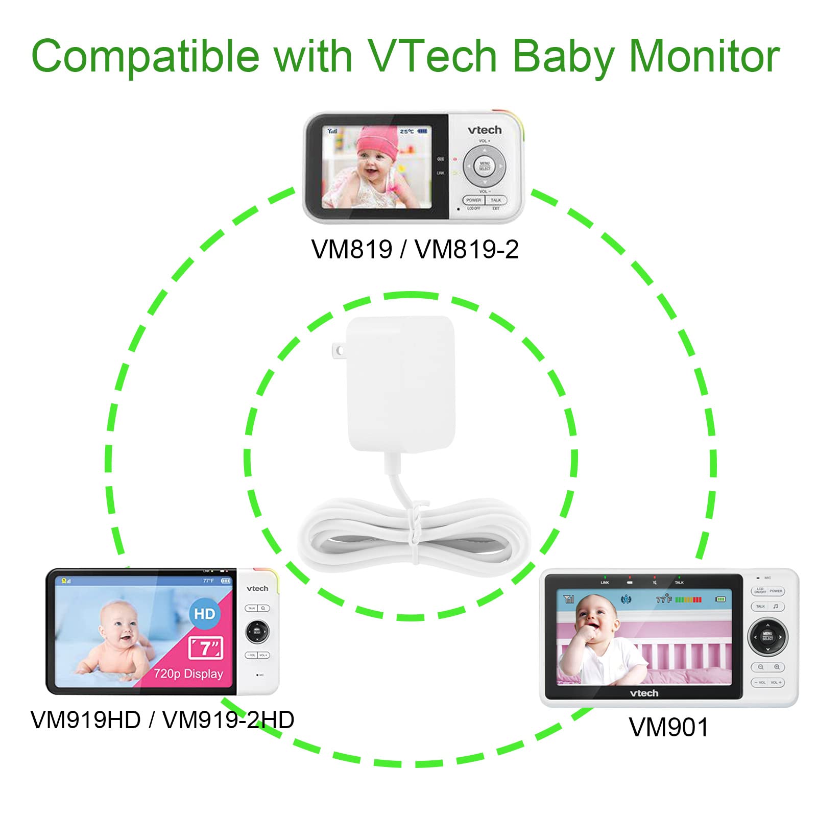 Foto 4 pulgar | Cargador De Cable De Alimentación 5v 1a Lefxmophy Para Monitor De Bebé Vtech - Venta Internacional.