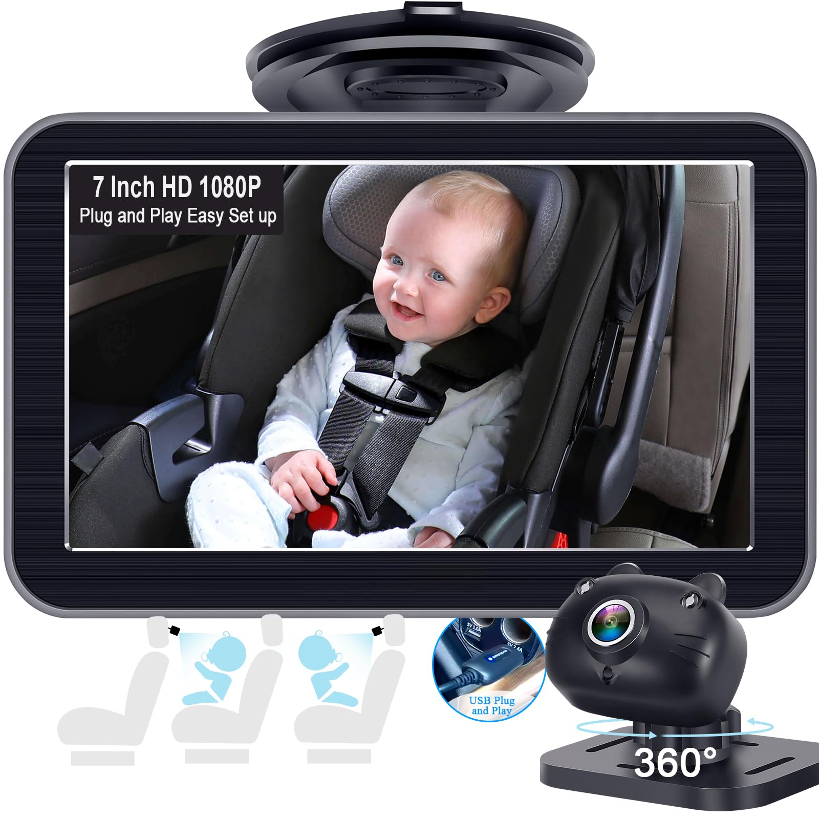 Foto 2 pulgar | Cámara De Coche Dohonest V9 De 7 Pulgadas Hd 1080p Orientada Hacia Atrás - Venta Internacional.