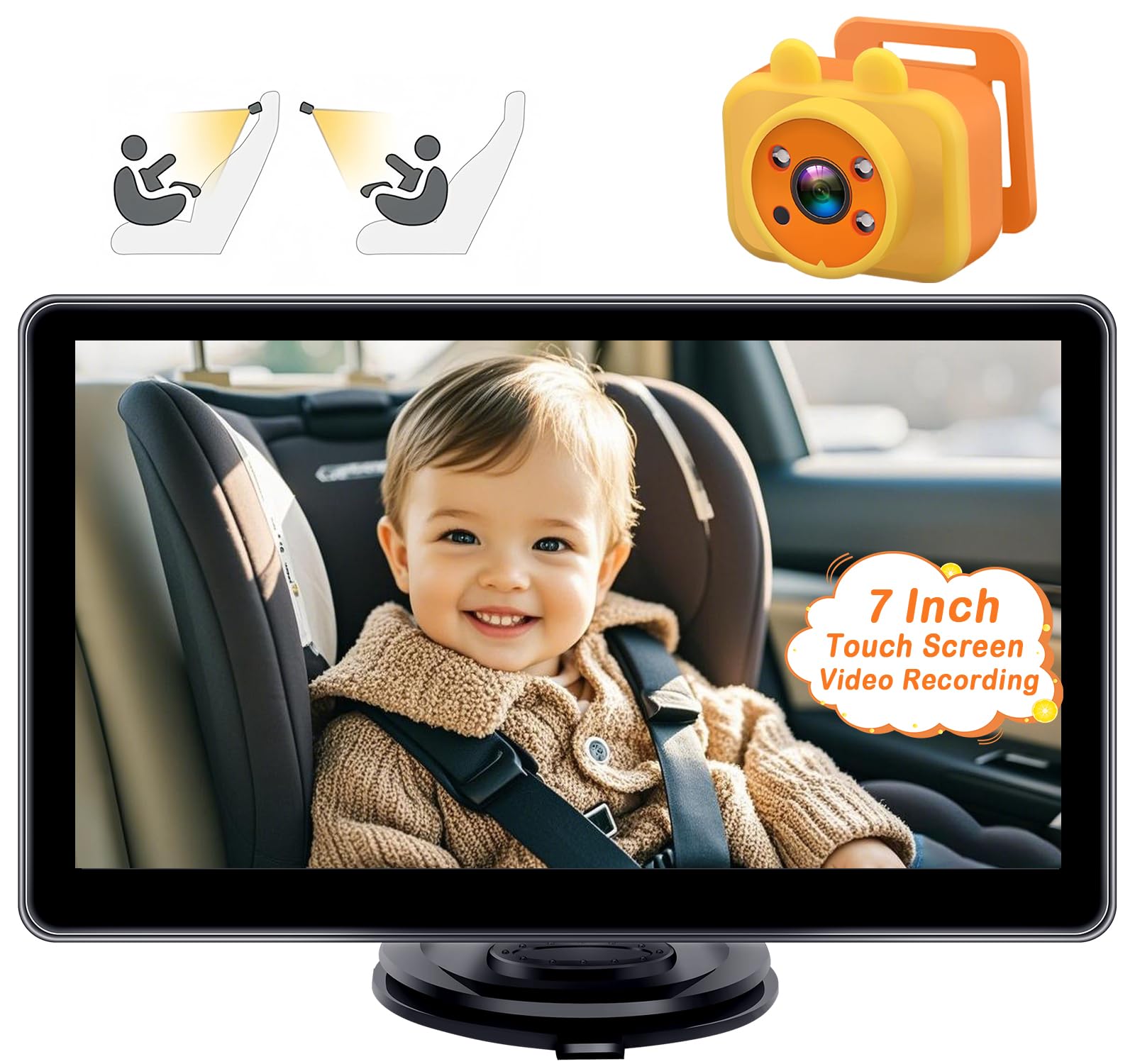 Foto 2 pulgar | Monitor De Cámara De Coche Para Bebés Yakry Con Pantalla Táctil De 7 Pulgadas 1080p Hd - Venta Internacional.