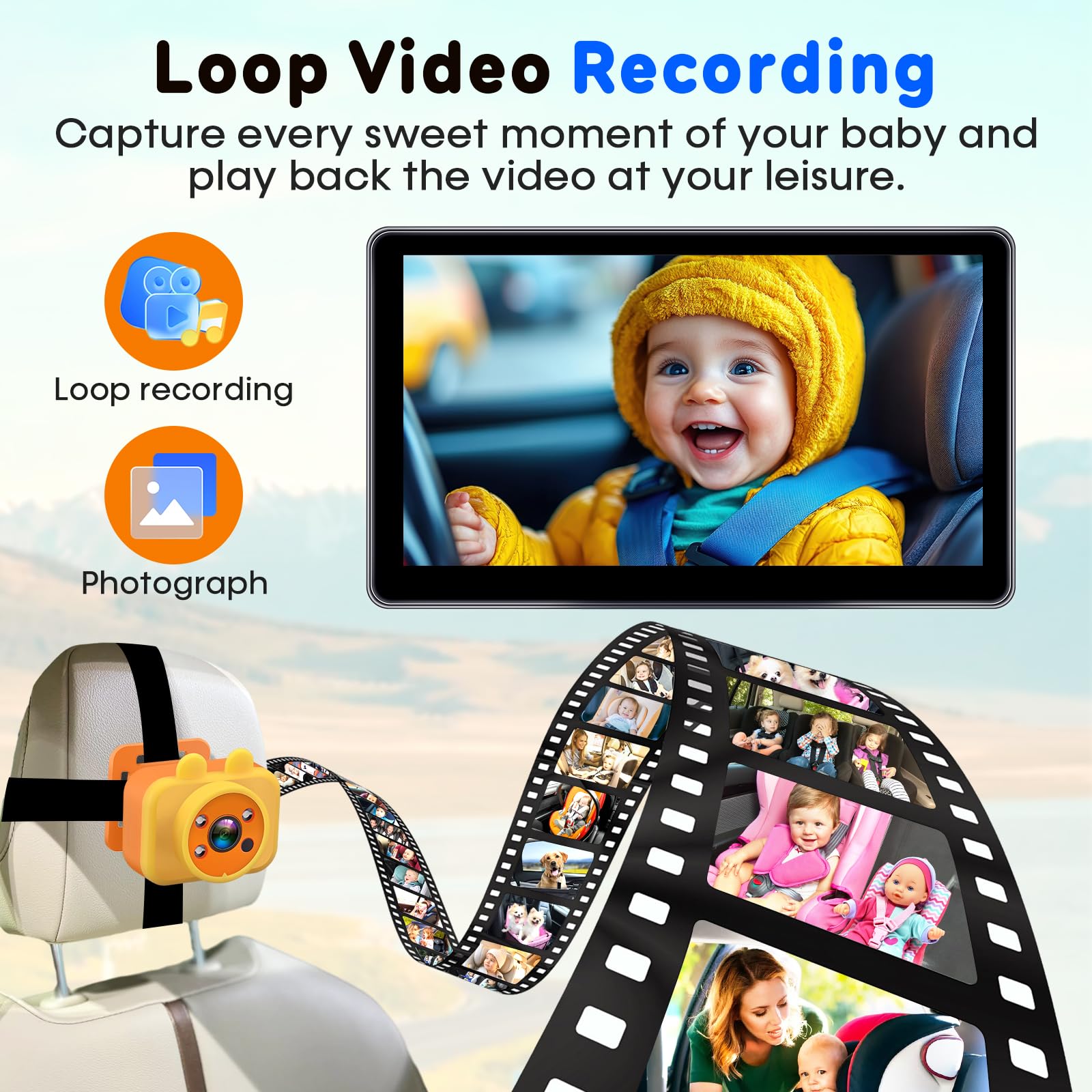 Foto 3 pulgar | Monitor De Cámara De Coche Para Bebés Yakry Con Pantalla Táctil De 7 Pulgadas 1080p Hd - Venta Internacional.