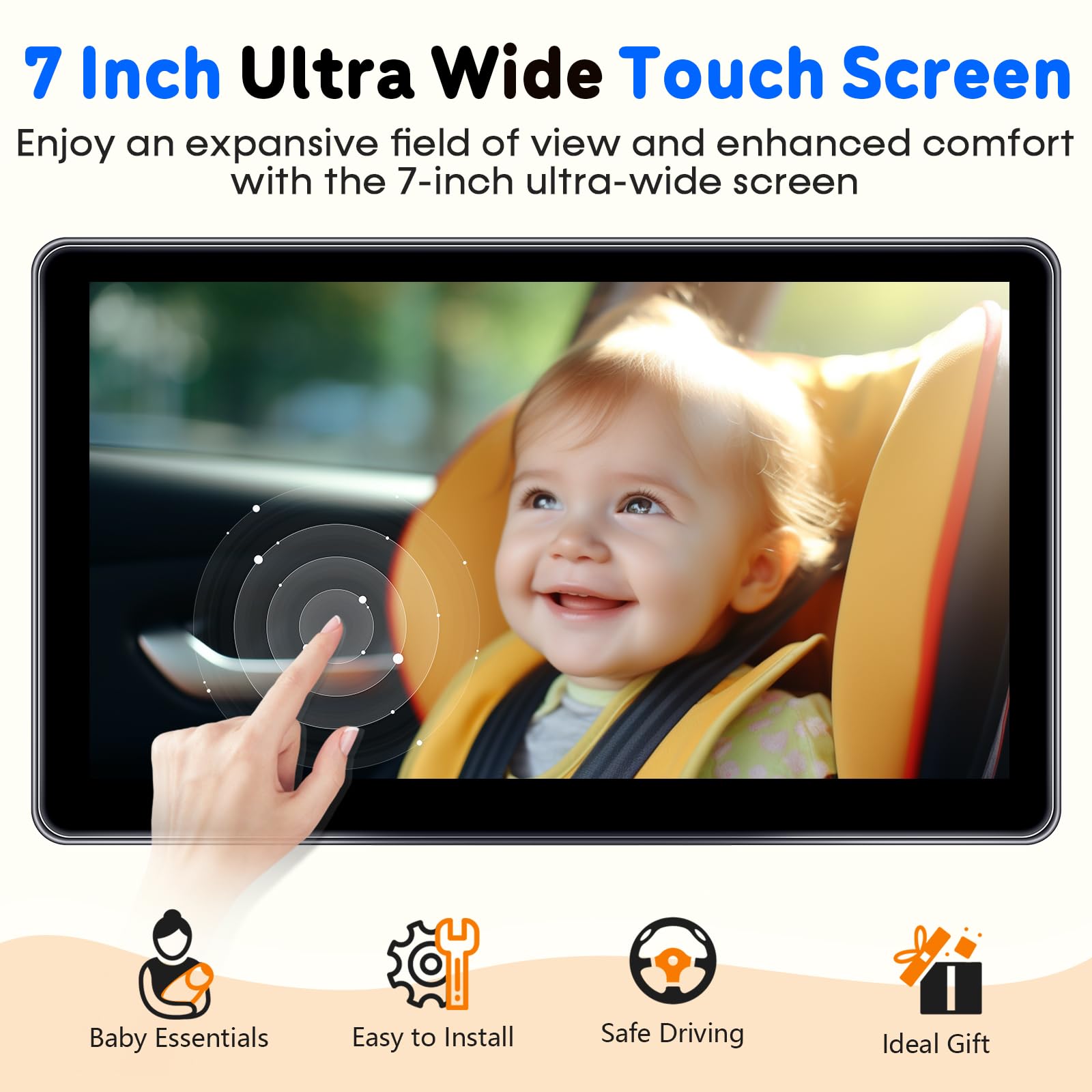 Foto 4 pulgar | Monitor De Cámara De Coche Para Bebés Yakry Con Pantalla Táctil De 7 Pulgadas 1080p Hd - Venta Internacional.