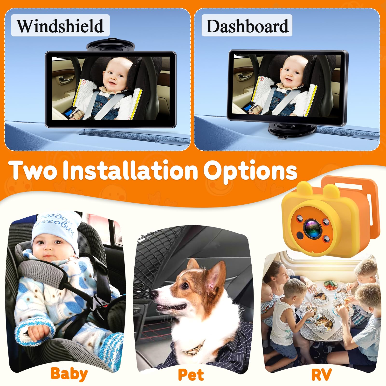 Foto 8 pulgar | Monitor De Cámara De Coche Para Bebés Yakry Con Pantalla Táctil De 7 Pulgadas 1080p Hd - Venta Internacional.