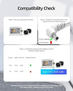 Foto 3 | Cargador para Monitor de Bebé Dexpt de 7,5 V y 0,5 A - Venta Internacional