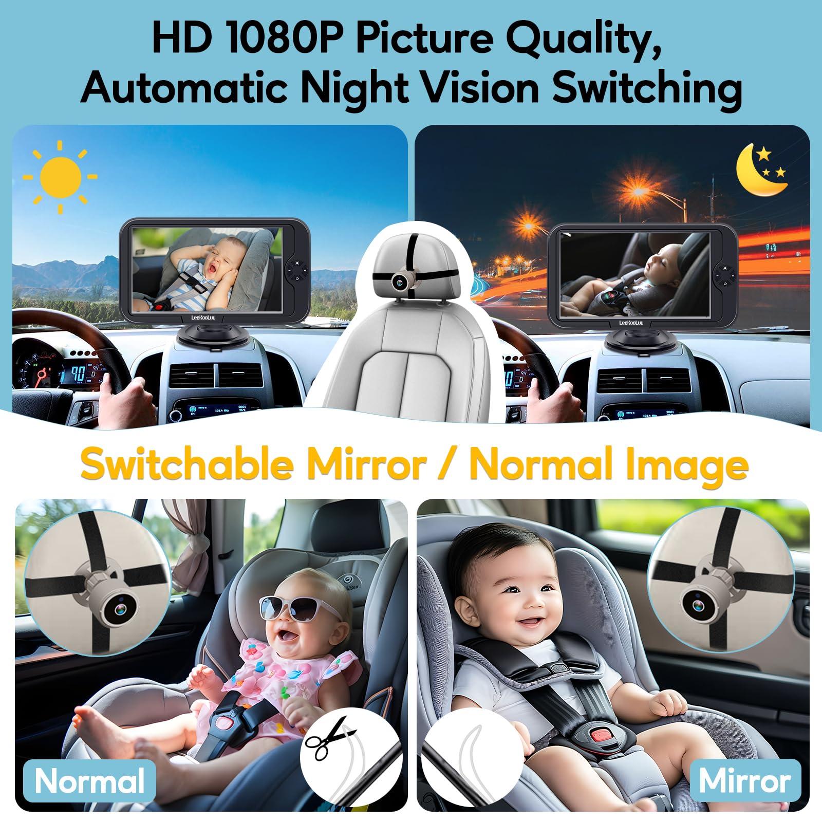 Foto 3 | Cámara De Coche Para Bebé Leekooluu 1080p Hd Crystal Night Vision - Venta Internacional.