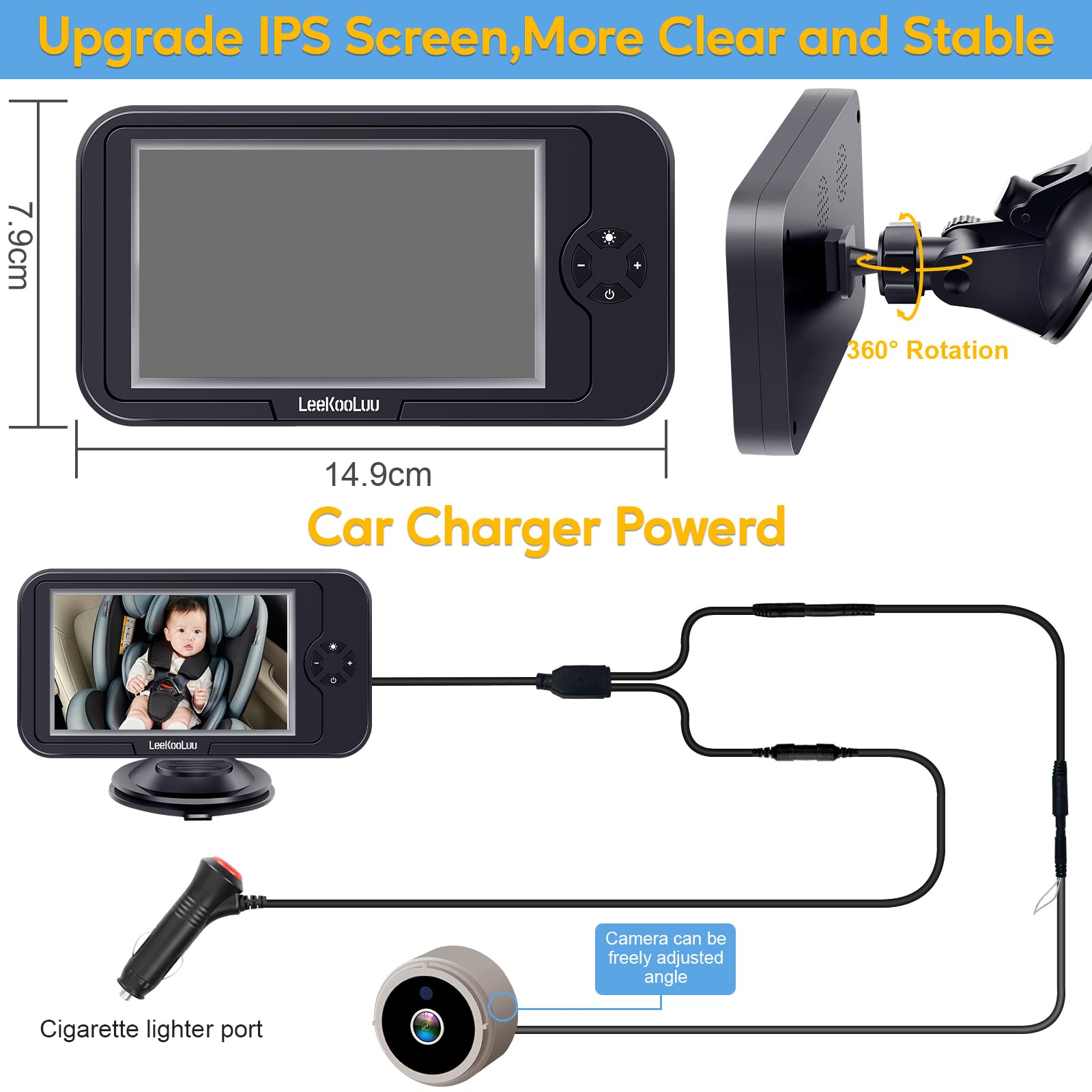Foto 7 | Cámara De Coche Para Bebé Leekooluu 1080p Hd Crystal Night Vision - Venta Internacional.
