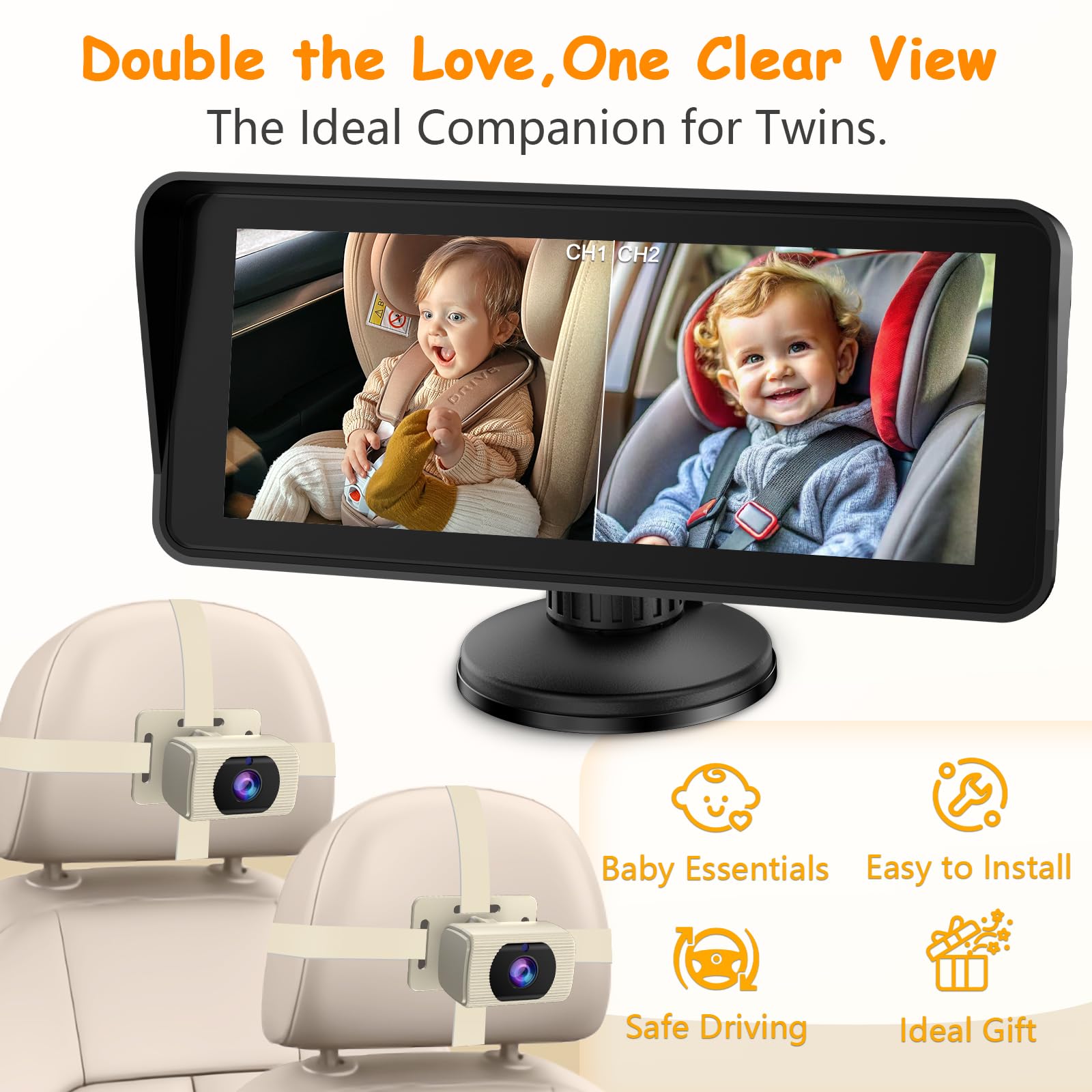 Foto 3 pulgar | Cámara De Coche Para Bebés Yakry 2-kids Con Pantalla Dividida Hd 1080p De 6,9 Pulgadas - Venta Internacional.