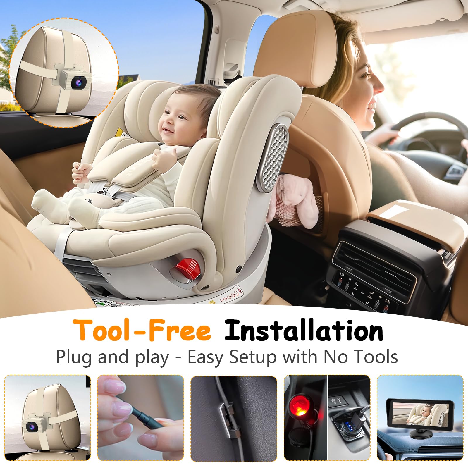 Foto 5 pulgar | Cámara De Coche Para Bebés Yakry 2-kids Con Pantalla Dividida Hd 1080p De 6,9 Pulgadas - Venta Internacional.