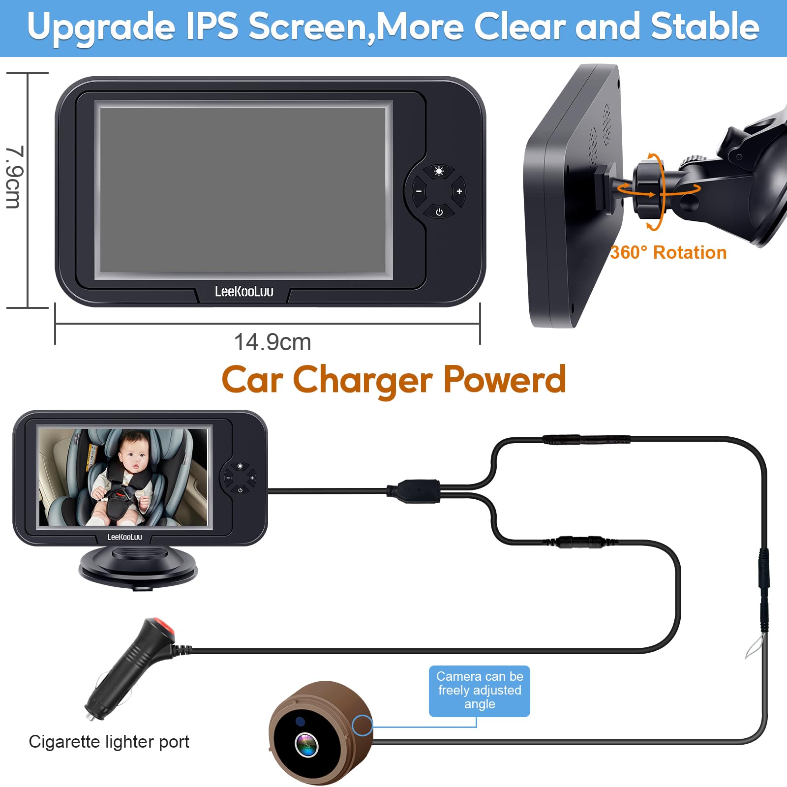 Foto 7 | Cámara De Coche Para Bebé Leekooluu 1080p Hd Crystal Night Vision - Venta Internacional.