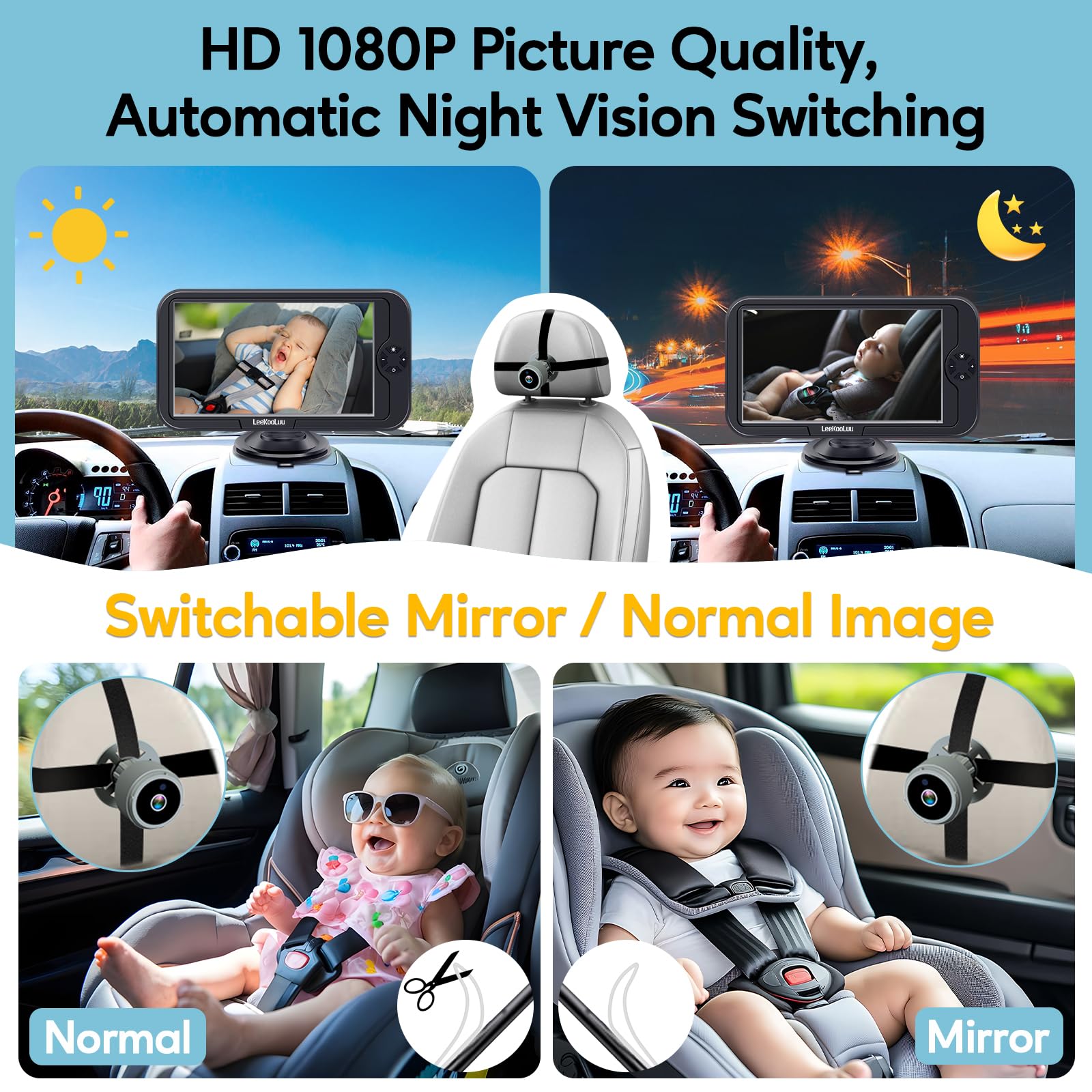 Foto 4 pulgar | Cámara De Coche Para Bebé Leekooluu 1080p Hd Crystal Night Vision - Venta Internacional.