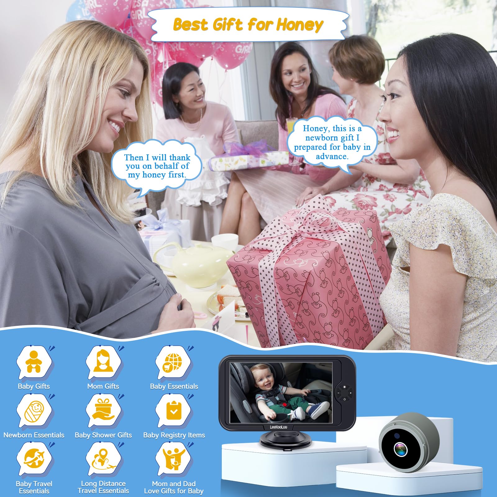 Foto 6 | Cámara De Coche Para Bebé Leekooluu 1080p Hd Crystal Night Vision - Venta Internacional.