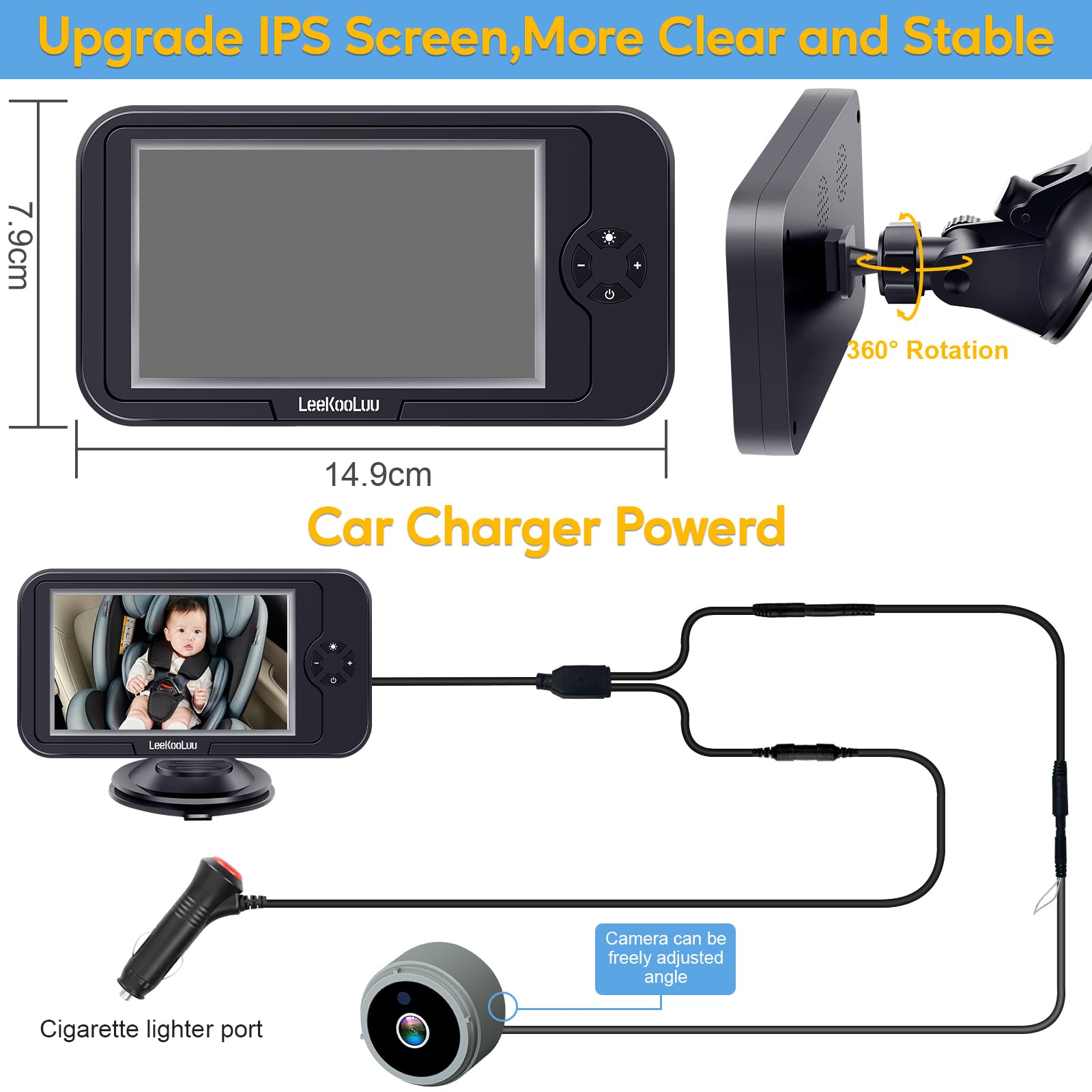 Foto 8 pulgar | Cámara De Coche Para Bebé Leekooluu 1080p Hd Crystal Night Vision - Venta Internacional.