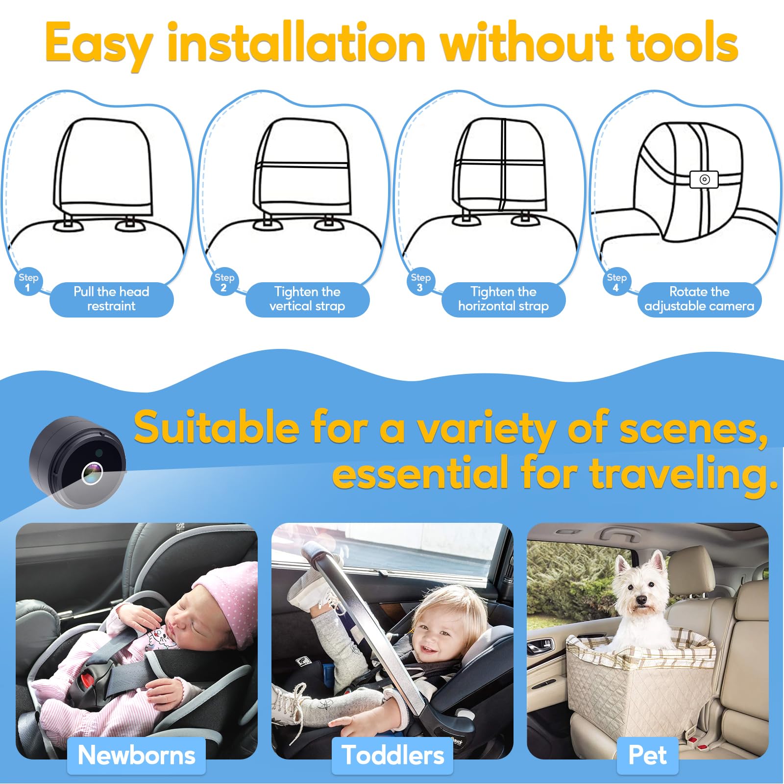 Foto 5 pulgar | Cámara De Coche Para Bebés Leekooluu Hd 1080p Con Visión Nocturna Y Rotación De 360° - Venta Internacional.