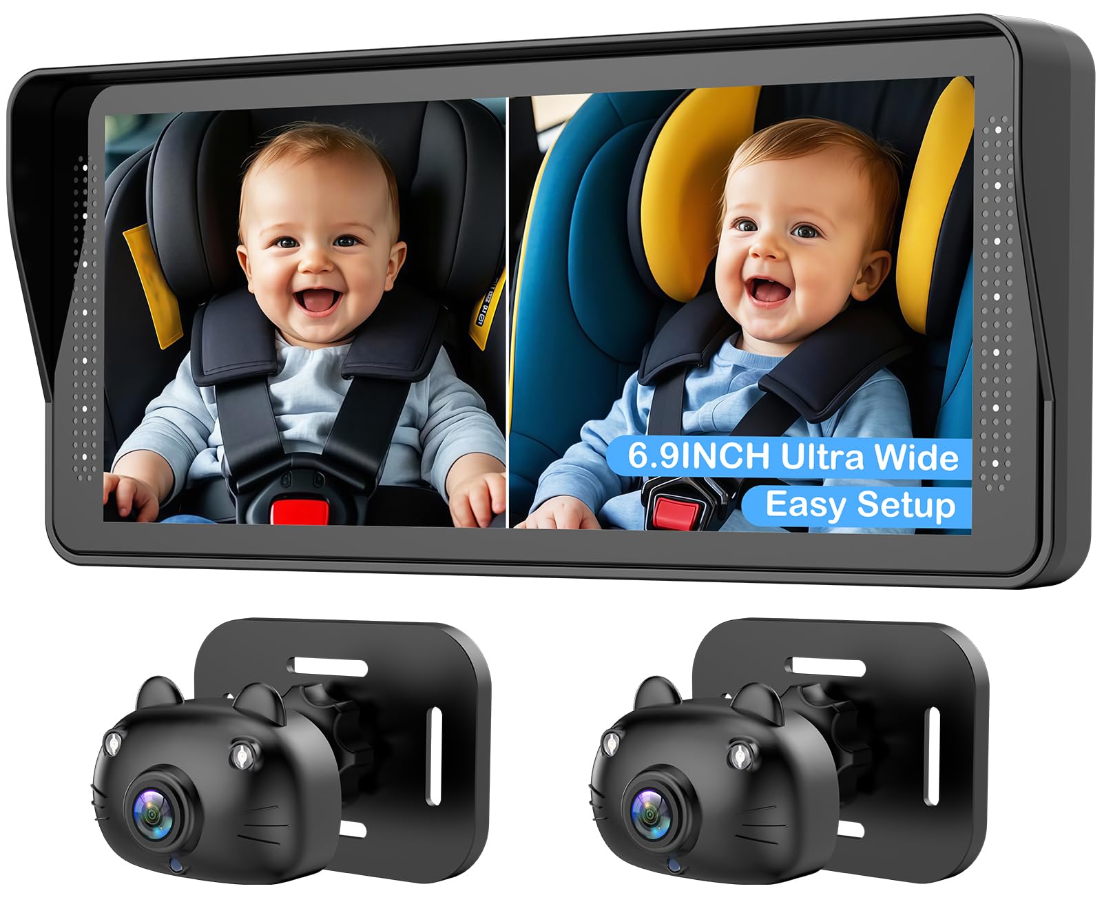 Foto 2 pulgar | Cámara Doble Amtifo Para Coche De Bebé Para 2 Niños Con Pantalla Hd De 6.9 Pulgadas - Venta Internacional.