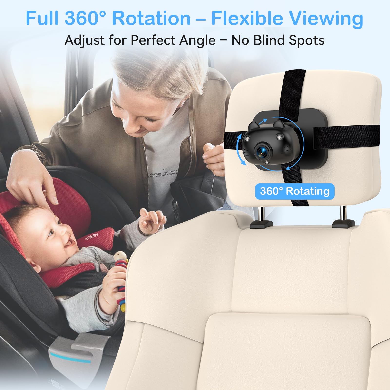 Foto 8 pulgar | Cámara Doble Amtifo Para Coche De Bebé Para 2 Niños Con Pantalla Hd De 6.9 Pulgadas - Venta Internacional.