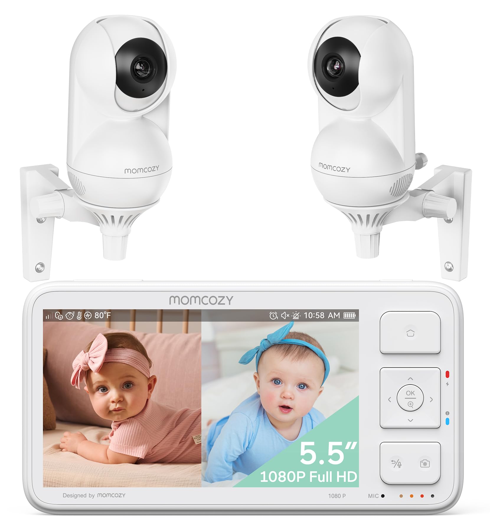 Foto 1 | Monitor de Vídeo de Bebés Momcozy BM03 1080p Full HD con 2 Cámaras - Venta Internacional