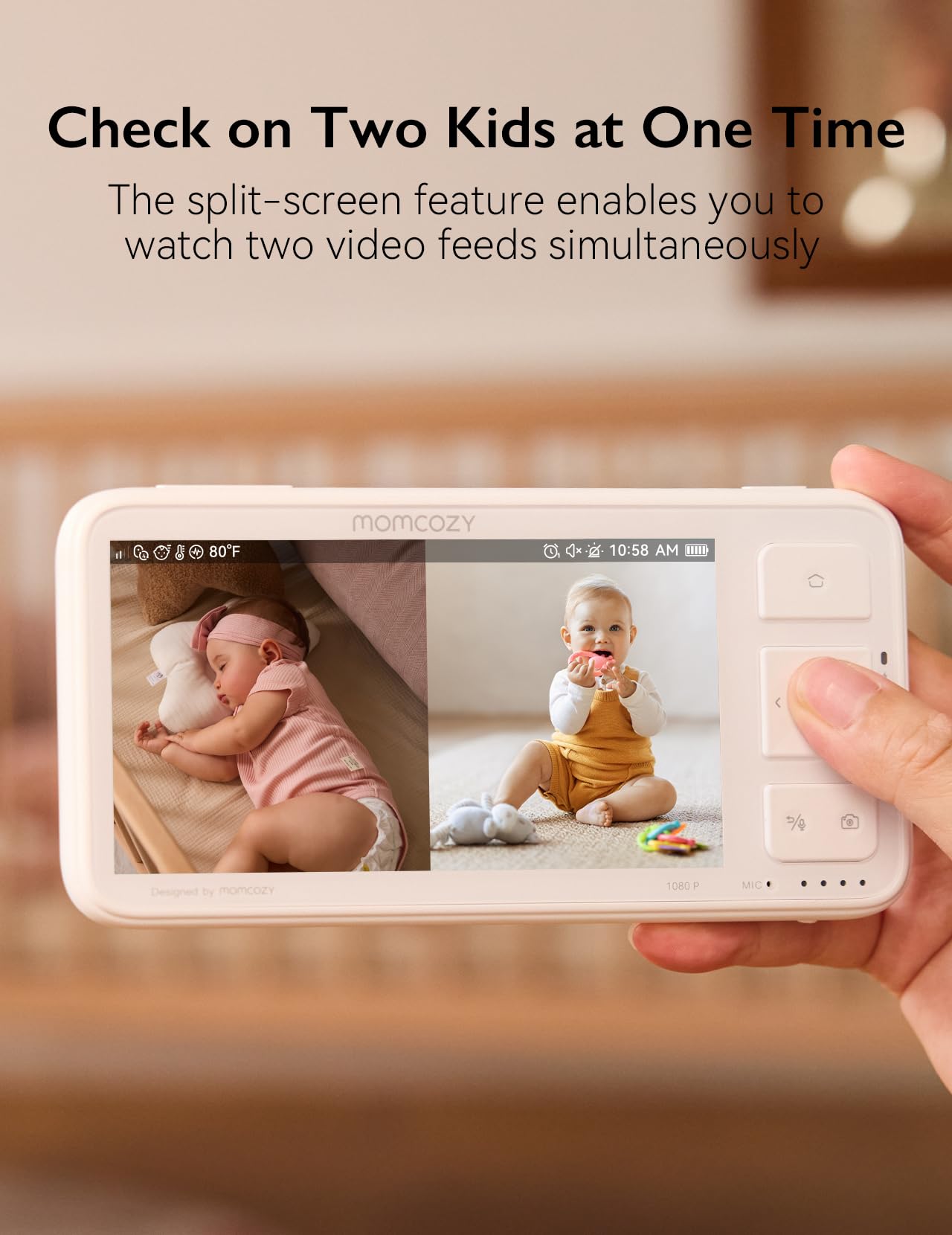 Foto 4 pulgar | Monitor de Vídeo de Bebés Momcozy BM03 1080p Full HD con 2 Cámaras - Venta Internacional