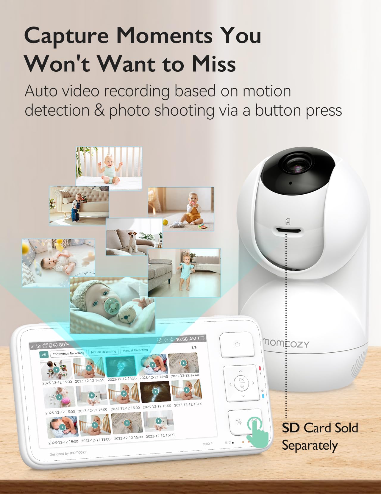 Foto 8 pulgar | Monitor de Vídeo de Bebés Momcozy BM03 1080p Full HD con 2 Cámaras - Venta Internacional