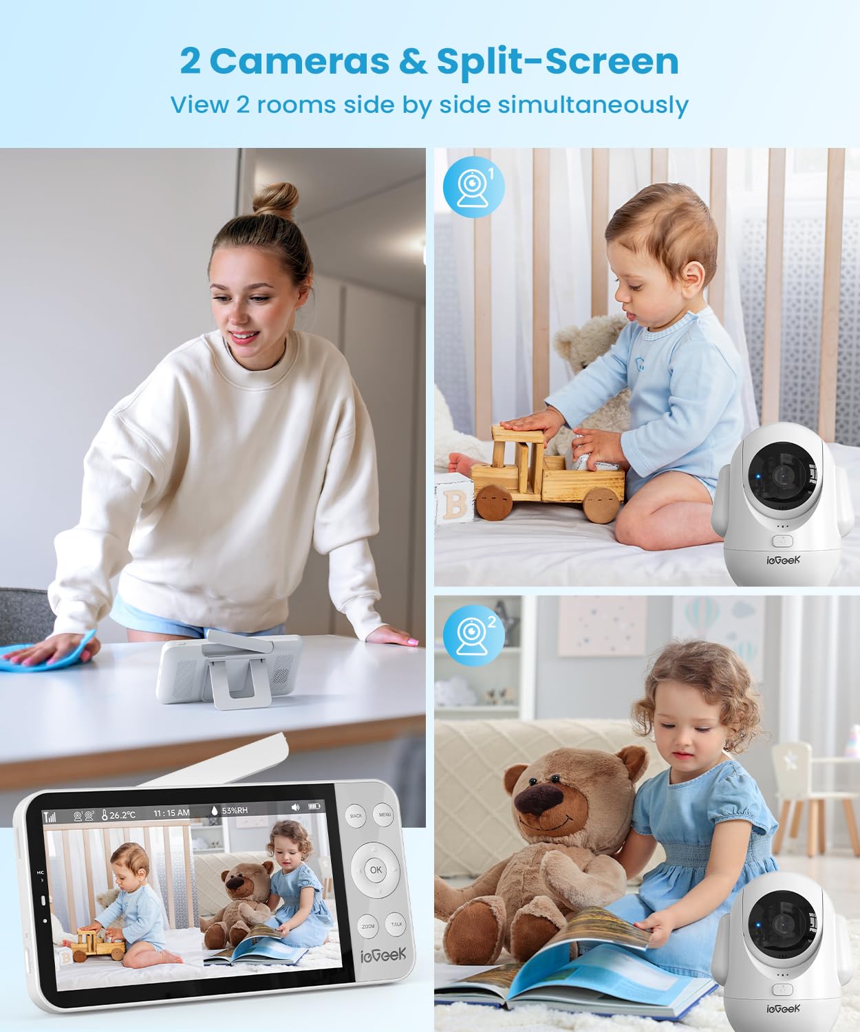 Foto 3 pulgar | Monitor para Bebés ieGeek de 5.5 Pulgadas 2.5K UHD con 2 Cámaras - Venta Internacional